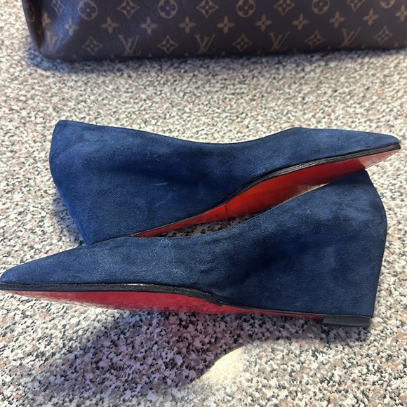 Christian Louboutin Blue Suede Wedge Heels EU 39 - Picture 7 of 14